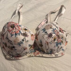 Victoria's Secret Floral Bra - Cream and Pink